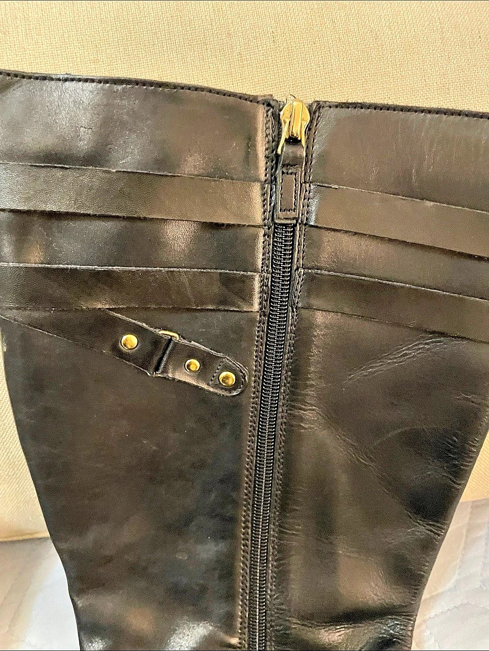 Franco Sarto Celeste Knee high Leather Wide Calf Boots Black US 10M - Picture 8 of 11